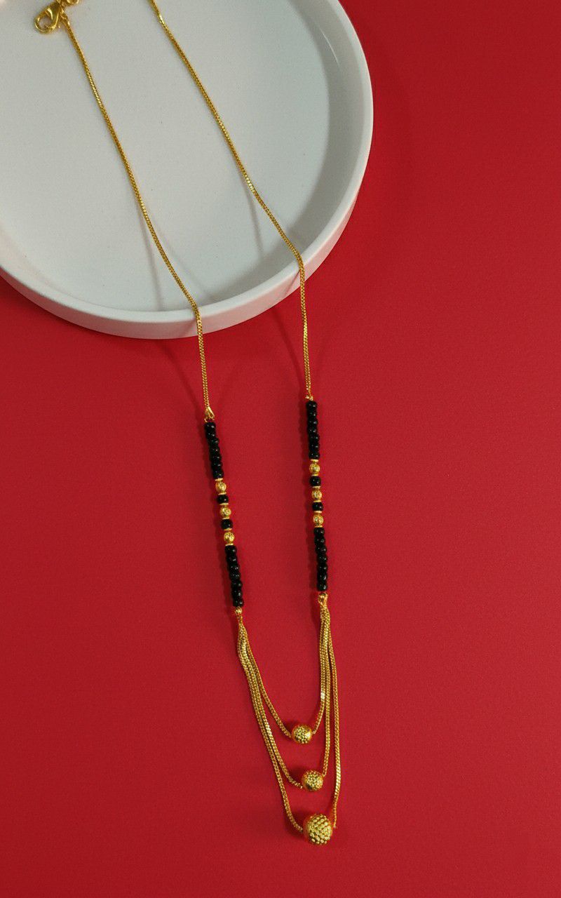Gold Plated Long Single Strand Mangalsutra for Women | Fancy Ball Chain Dokiya Mangalsutra | Traditional Daily Wear Jewellery | M-39
