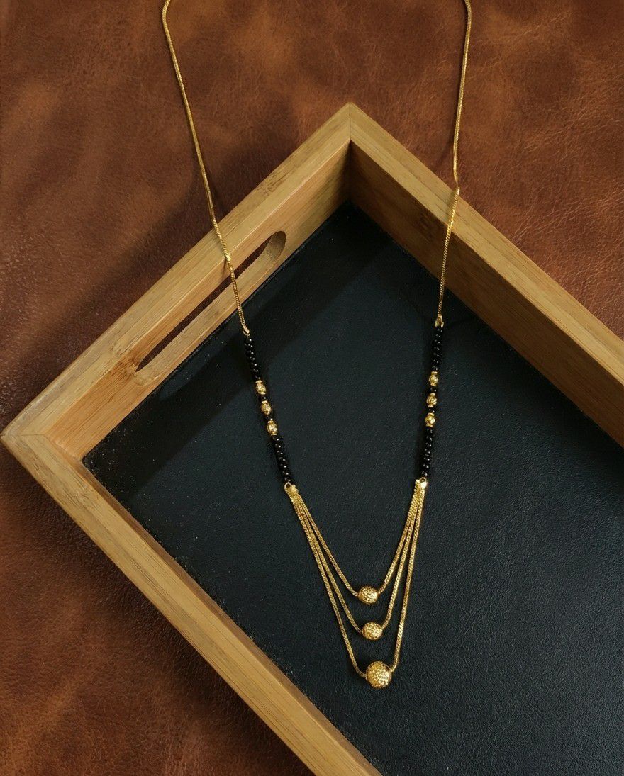 Gold Plated Long Single Strand Mangalsutra for Women | Fancy Ball Chain Dokiya Mangalsutra | Traditional Daily Wear Jewellery | M-39