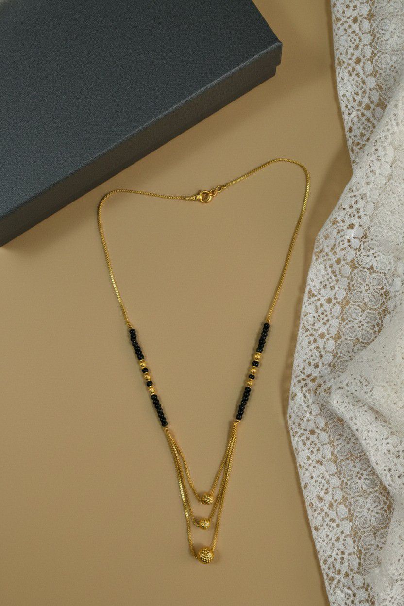 Gold Plated Long Single Strand Mangalsutra for Women | Fancy Ball Chain Dokiya Mangalsutra | Traditional Daily Wear Jewellery | M-39