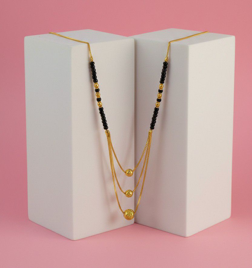 Gold Plated Long Single Strand Mangalsutra for Women | Fancy Ball Chain Dokiya Mangalsutra | Traditional Daily Wear Jewellery | M-39
