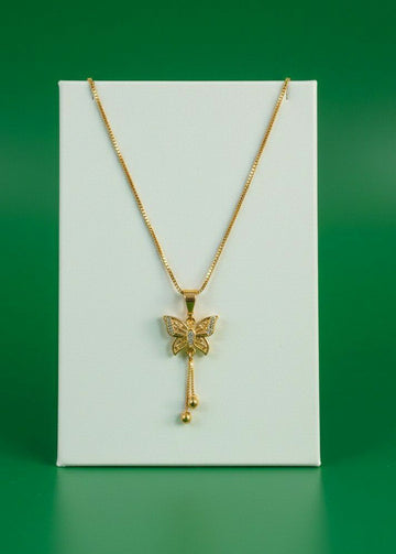 Gold Plated American Diamond Butterfly Pendant with Chain for Women | Elegant Short Necklace | Fashion Jewellery | CP-50
