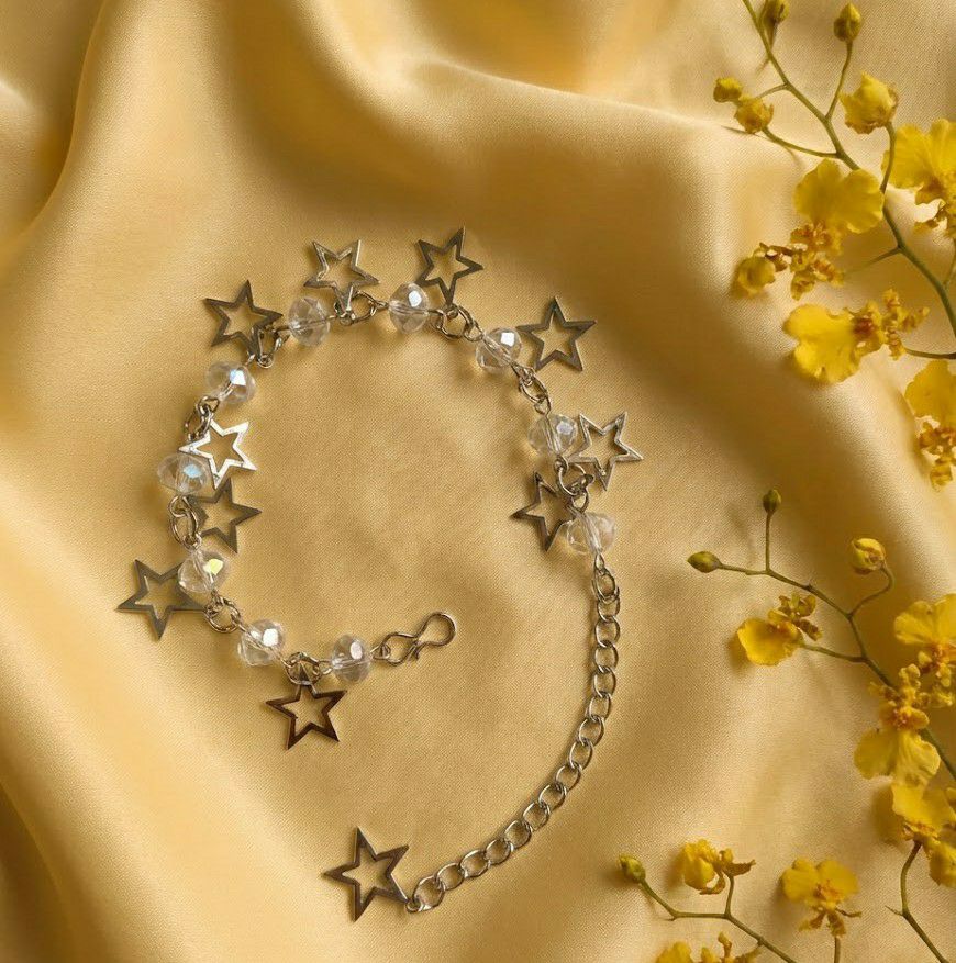 Silver Plated Crystal Bracelet for Women | Adjustable Chain Bracelet | Brass & Steel Fashion Jewellery | B-36