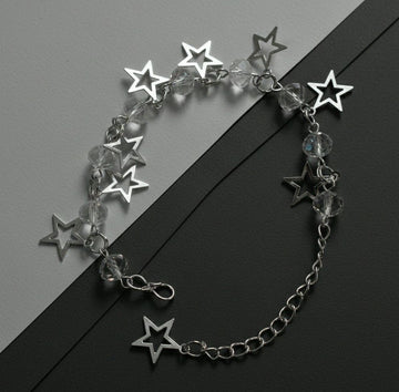 Silver Plated Crystal Bracelet for Women | Adjustable Chain Bracelet | Brass & Steel Fashion Jewellery | B-36