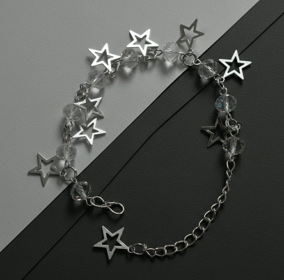 Silver Plated Crystal Bracelet for Women | Adjustable Chain Bracelet | Brass & Steel Fashion Jewellery | B-36