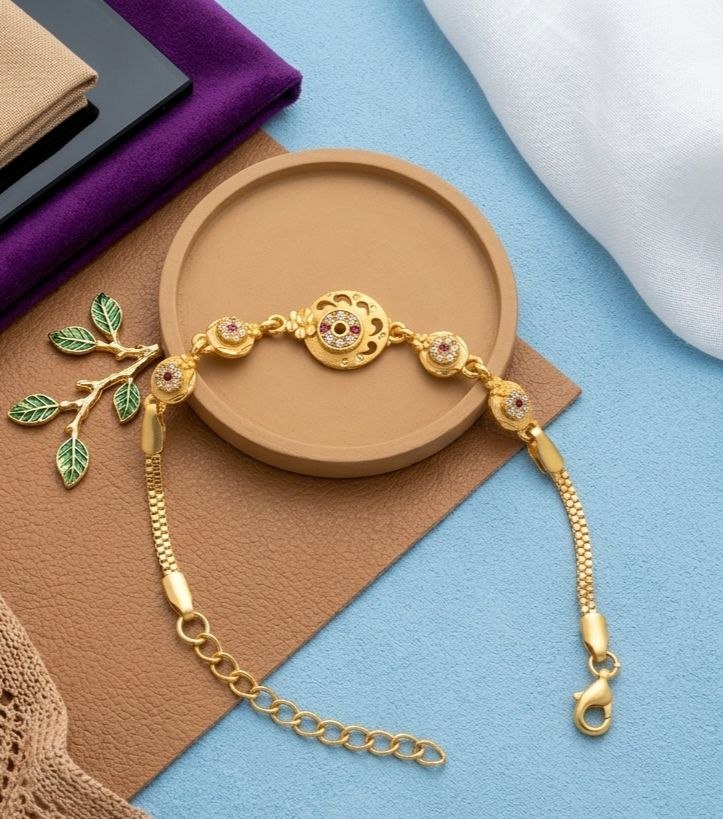 Gold Plated CZ Diamond Adjustable Chain Bracelet for Women | Dabi Peking Fashion Bracelet | B-63