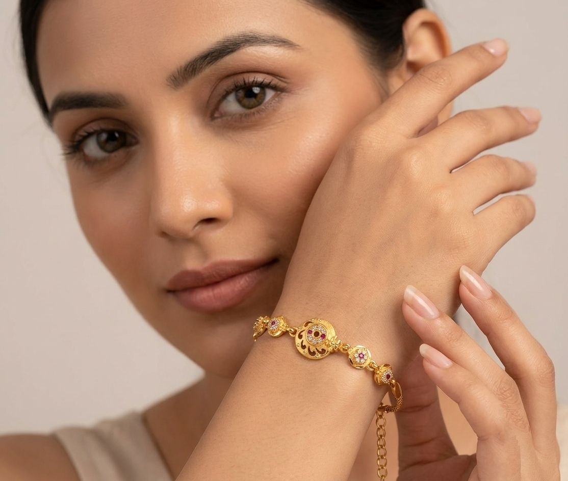 Gold Plated CZ Diamond Adjustable Chain Bracelet for Women | Dabi Peking Fashion Bracelet | B-63