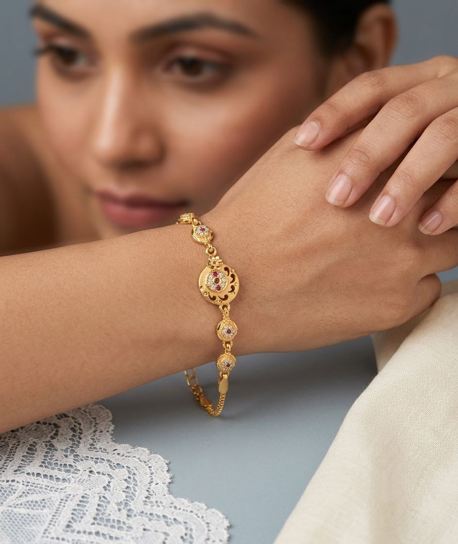 Gold Plated CZ Diamond Adjustable Chain Bracelet for Women | Dabi Peking Fashion Bracelet | B-63