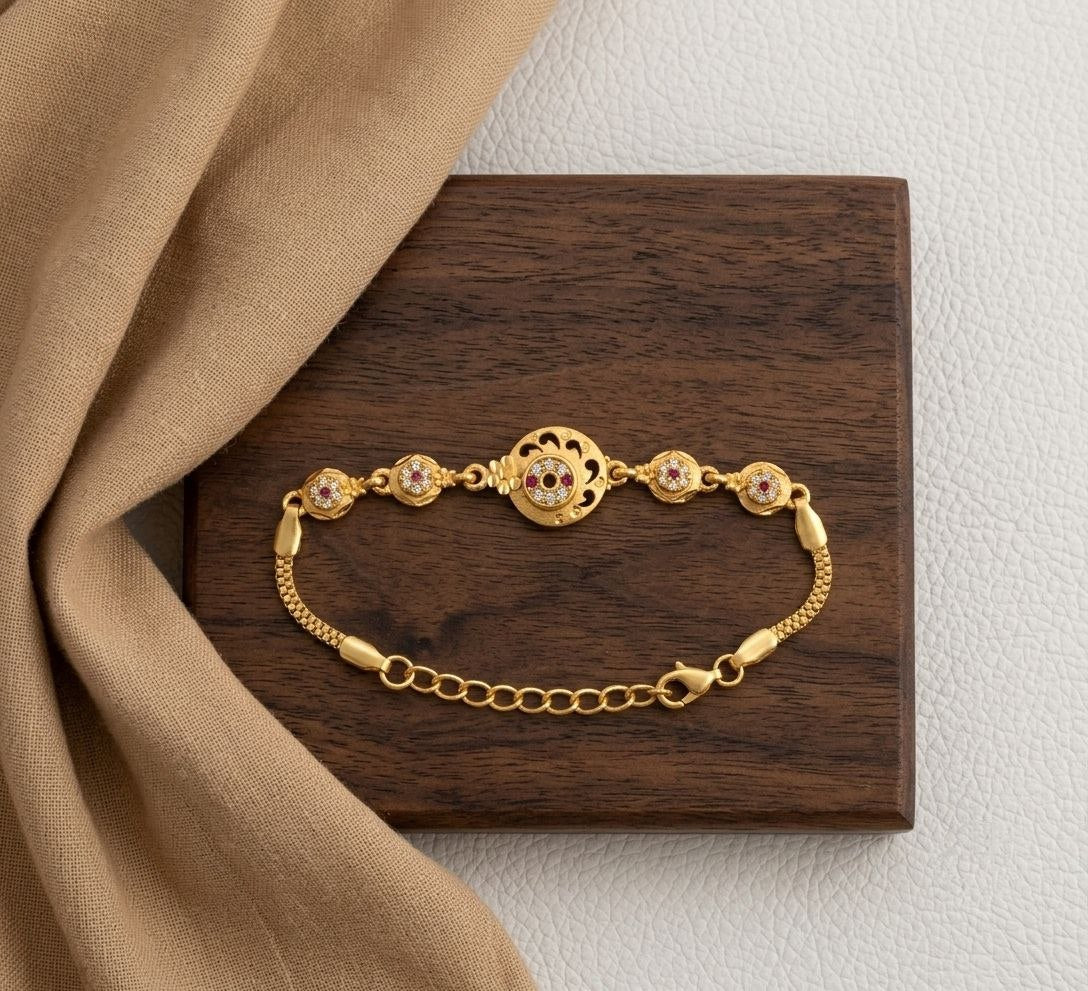 Gold Plated CZ Diamond Adjustable Chain Bracelet for Women | Dabi Peking Fashion Bracelet | B-63