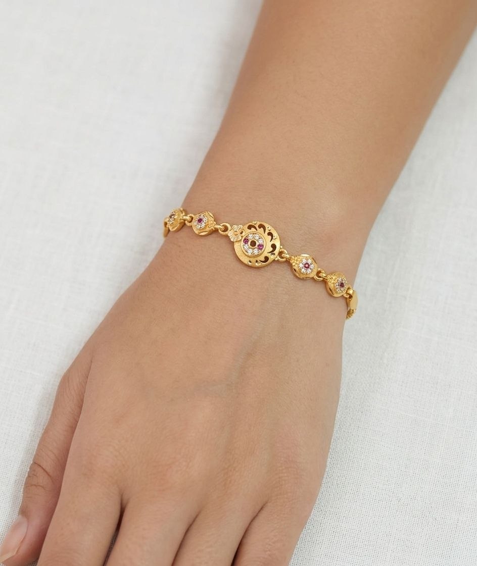 Gold Plated CZ Diamond Adjustable Chain Bracelet for Women | Dabi Peking Fashion Bracelet | B-63