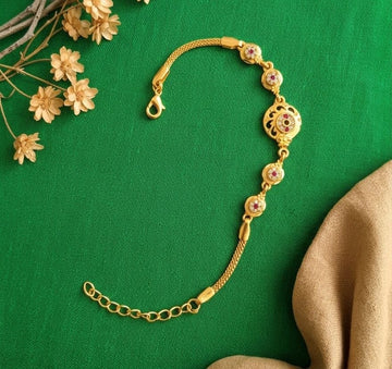 Gold Plated CZ Diamond Adjustable Chain Bracelet for Women | Dabi Peking Fashion Bracelet | B-63