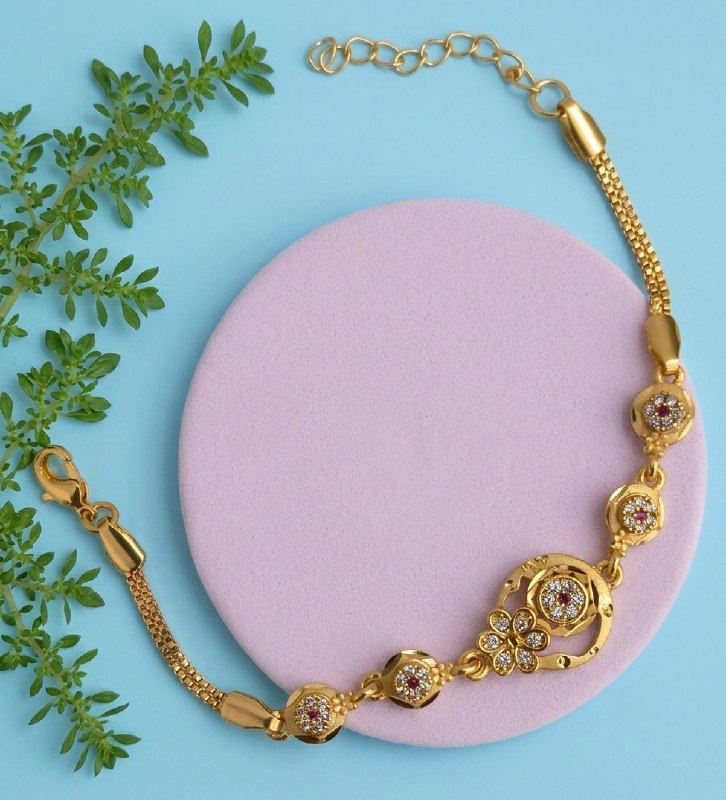 Gold Plated CZ Diamond Adjustable Chain Bracelet for Women | Dabi Peking Fashion Bracelet | B-64
