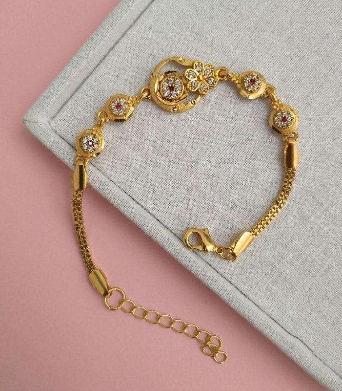 Gold Plated CZ Diamond Adjustable Chain Bracelet for Women | Dabi Peking Fashion Bracelet | B-64