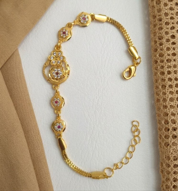 Gold Plated CZ Diamond Adjustable Chain Bracelet for Women | Dabi Peking Fashion Bracelet | B-64