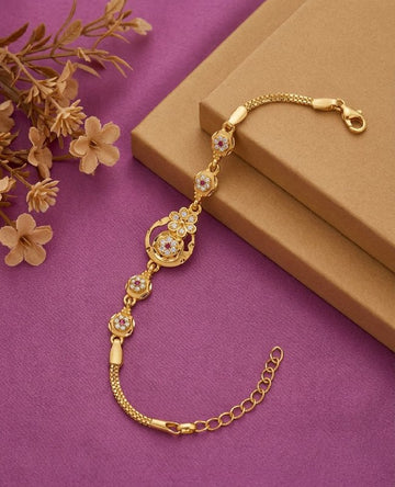 Gold Plated CZ Diamond Adjustable Chain Bracelet for Women | Dabi Peking Fashion Bracelet | B-64
