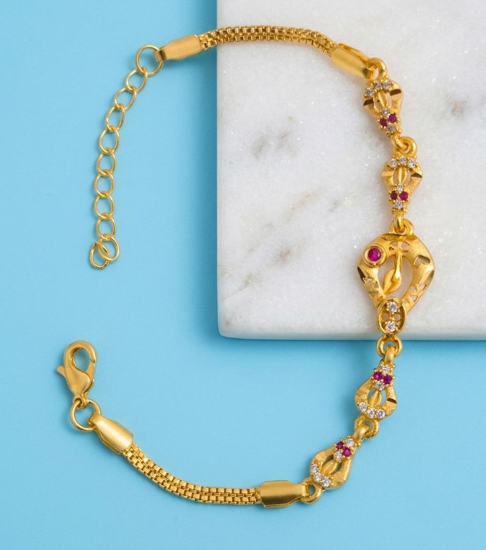 Gold Plated CZ Diamond Adjustable Chain Bracelet for Women | Dabi Peking Fashion Bracelet | B-65