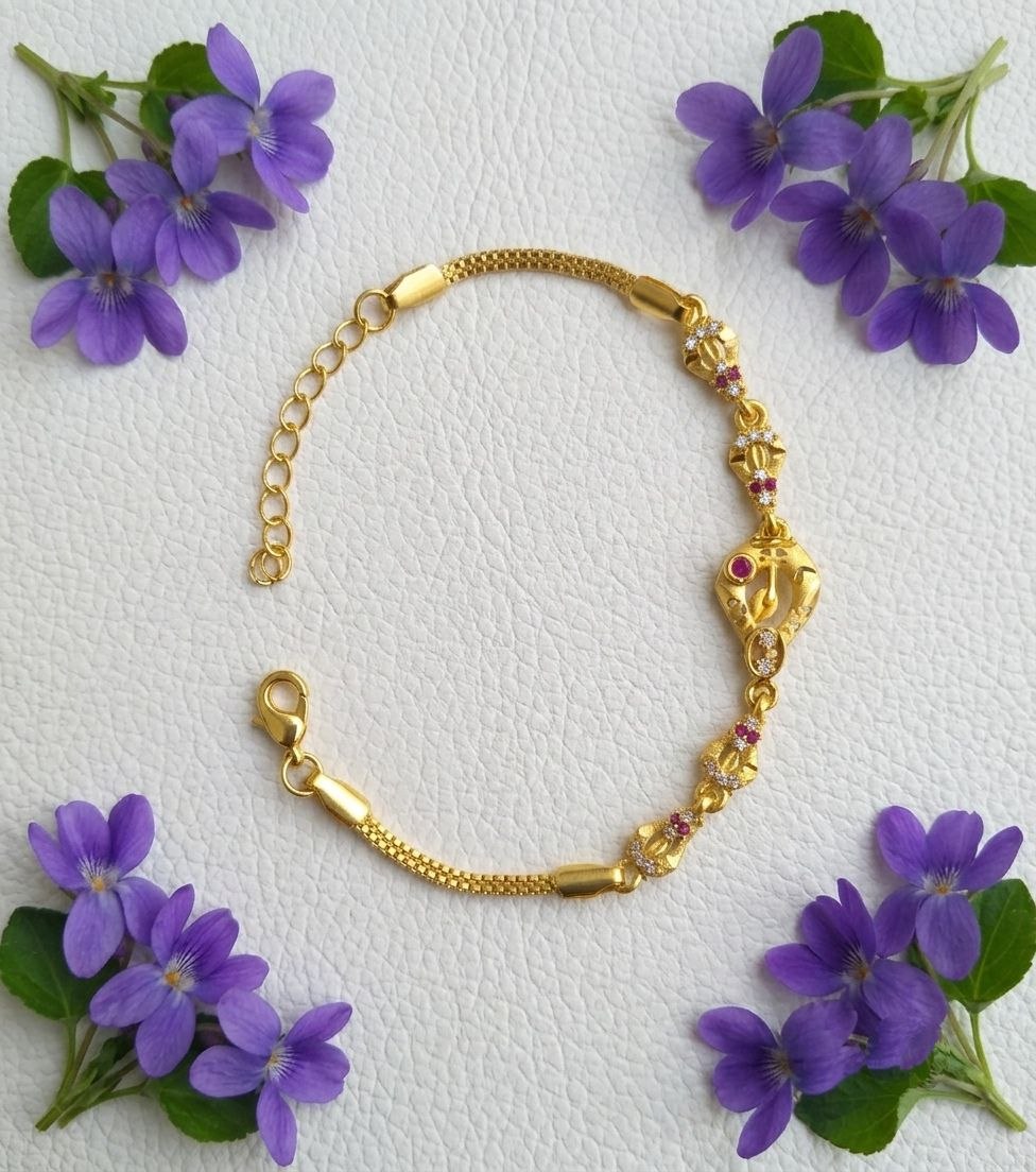 Gold Plated CZ Diamond Adjustable Chain Bracelet for Women | Dabi Peking Fashion Bracelet | B-65