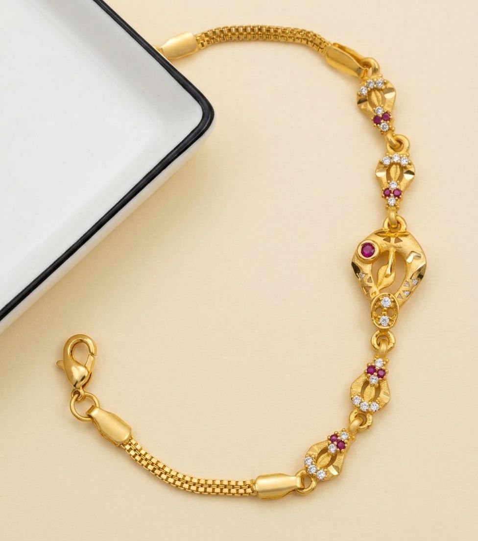 Gold Plated CZ Diamond Adjustable Chain Bracelet for Women | Dabi Peking Fashion Bracelet | B-65