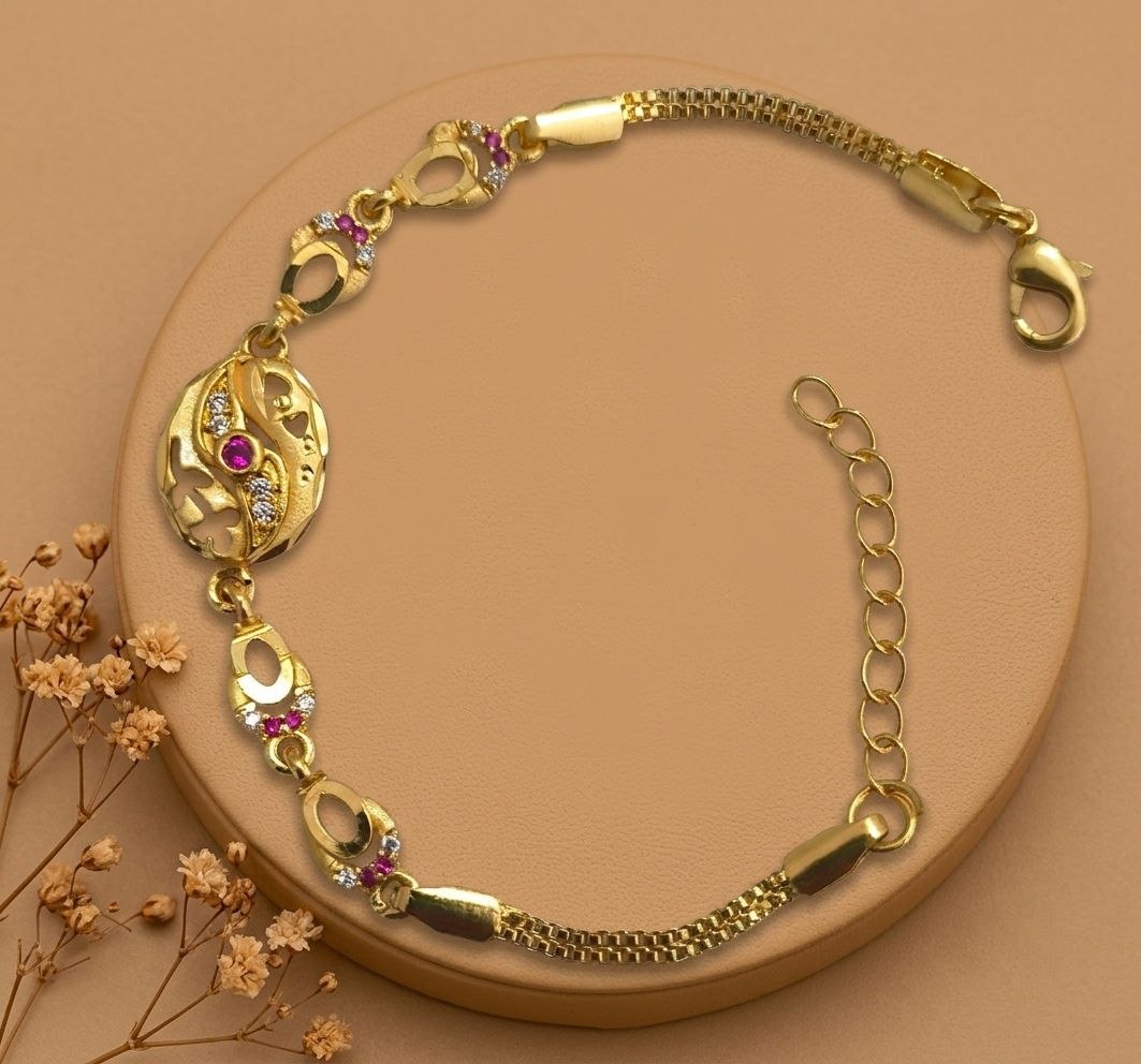Gold Plated CZ Diamond Adjustable Chain Bracelet for Women | Dabi Peking Fashion Bracelet | B-66