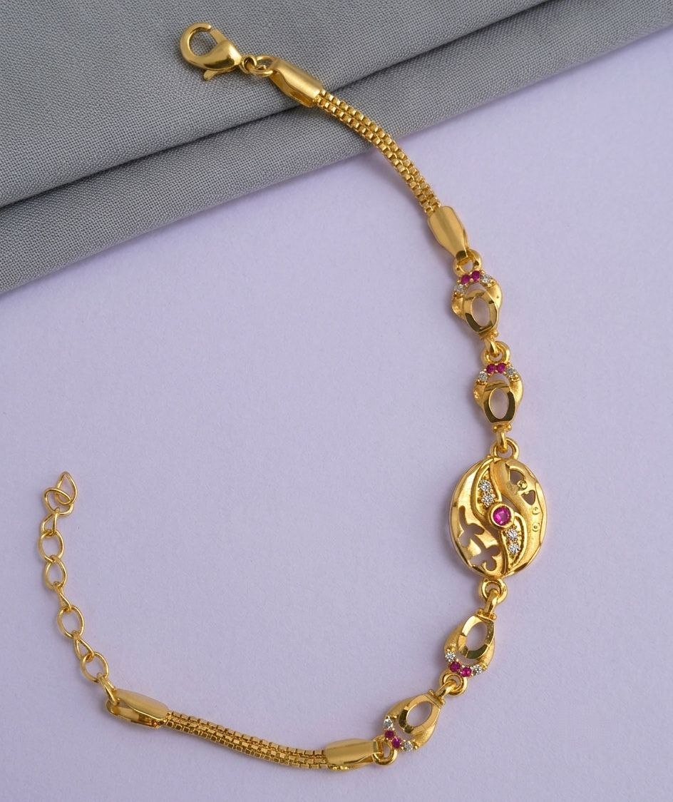 Gold Plated CZ Diamond Adjustable Chain Bracelet for Women | Dabi Peking Fashion Bracelet | B-66