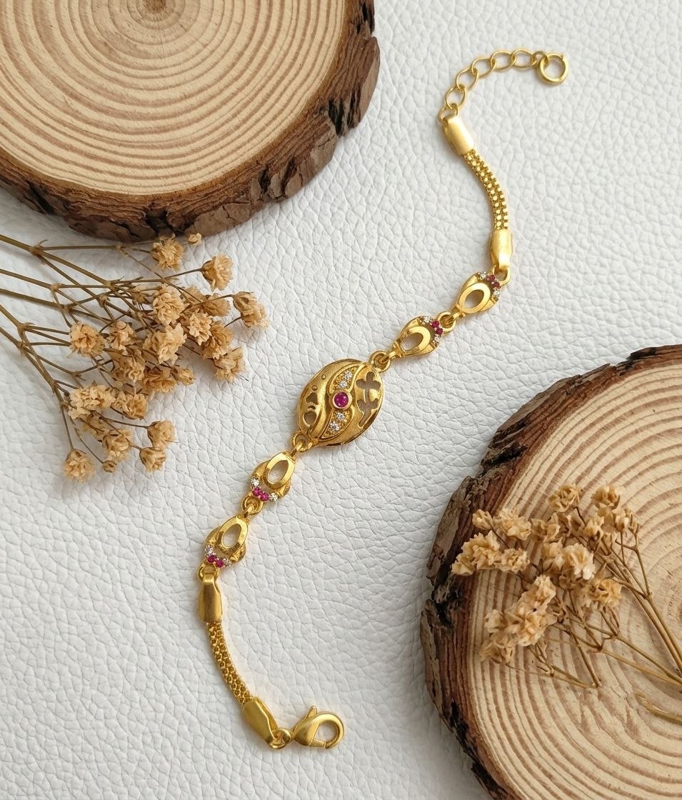 Gold Plated CZ Diamond Adjustable Chain Bracelet for Women | Dabi Peking Fashion Bracelet | B-66