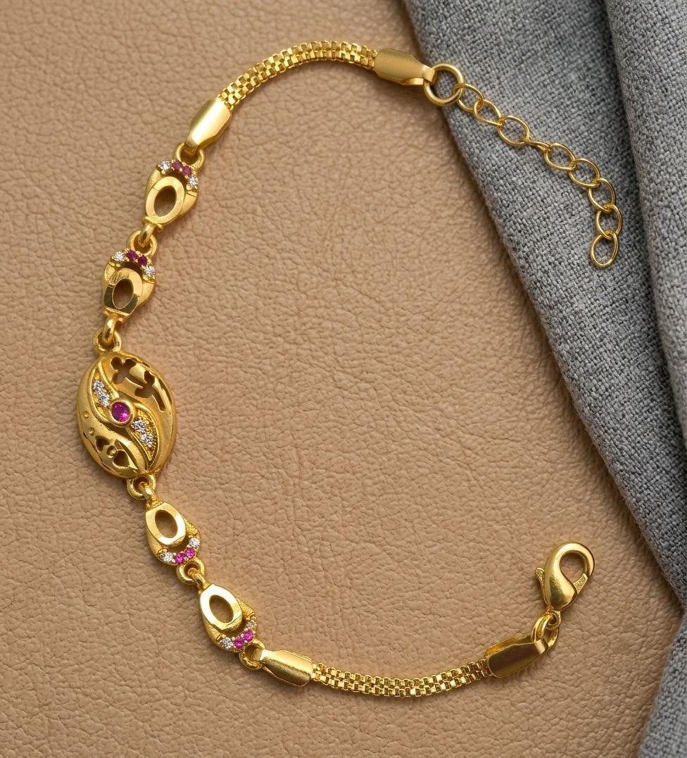 Gold Plated CZ Diamond Adjustable Chain Bracelet for Women | Dabi Peking Fashion Bracelet | B-66