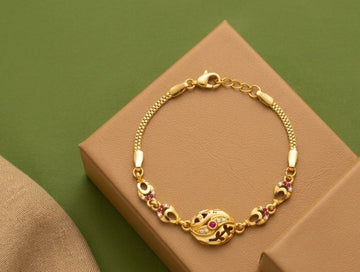Gold Plated CZ Diamond Adjustable Chain Bracelet for Women | Dabi Peking Fashion Bracelet | B-66