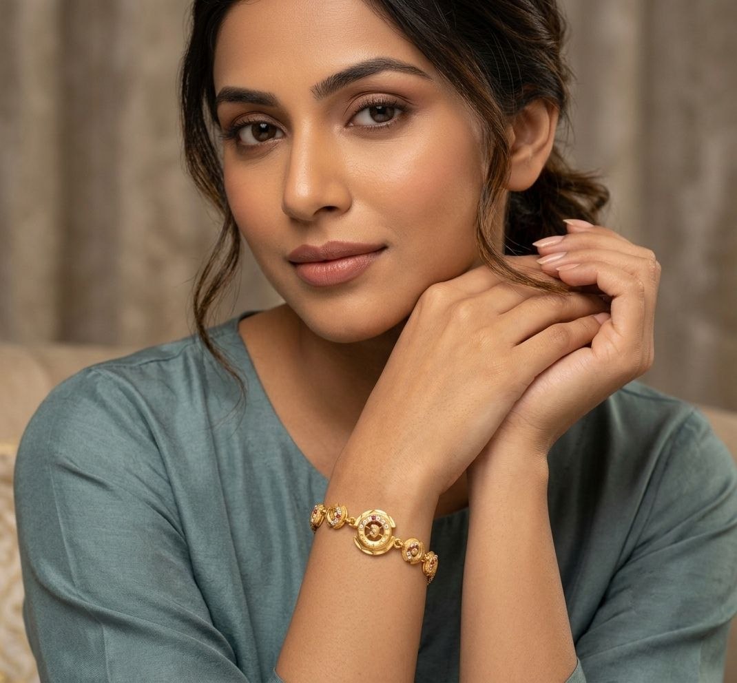 Gold Plated CZ Diamond Adjustable Chain Bracelet for Women | Dabi Peking Fashion Bracelet | B-67