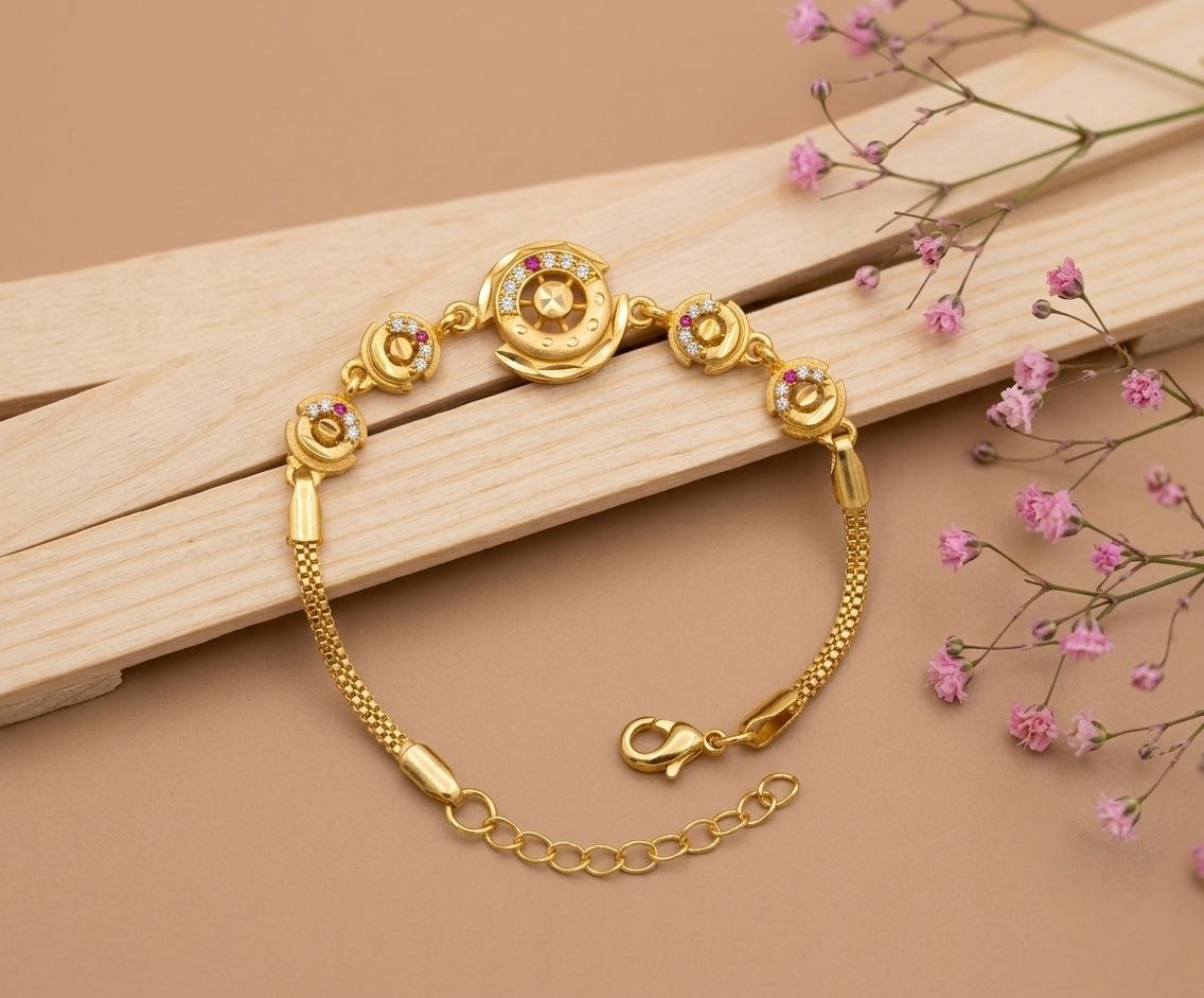 Gold Plated CZ Diamond Adjustable Chain Bracelet for Women | Dabi Peking Fashion Bracelet | B-67