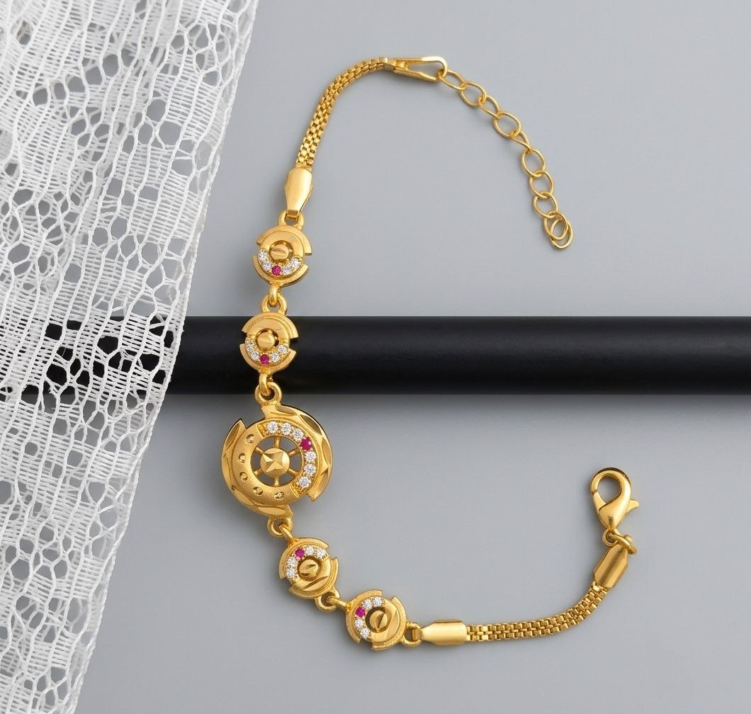Gold Plated CZ Diamond Adjustable Chain Bracelet for Women | Dabi Peking Fashion Bracelet | B-67