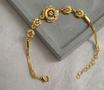 Gold Plated CZ Diamond Adjustable Chain Bracelet for Women | Dabi Peking Fashion Bracelet | B-67