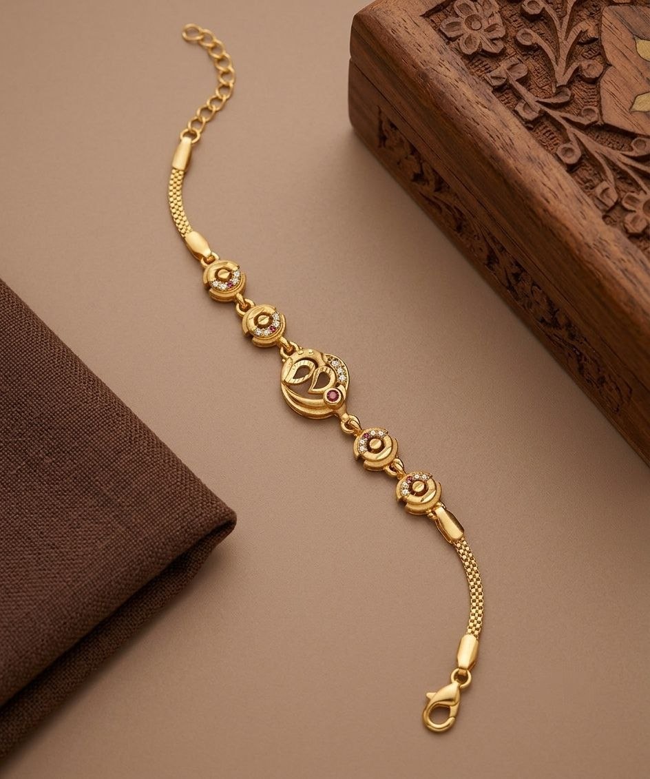 Gold Plated CZ Diamond Adjustable Chain Bracelet for Women | Dabi Peking Fashion Bracelet | B-68