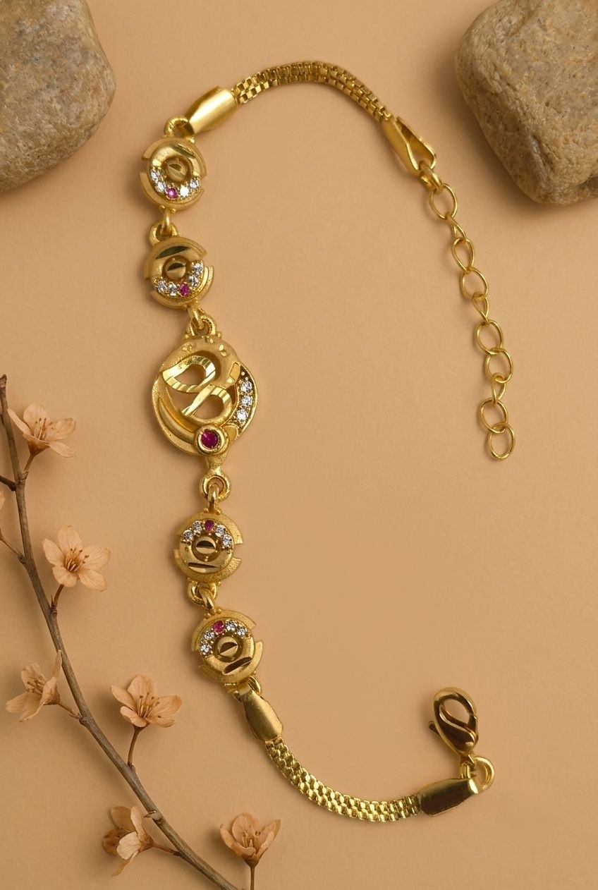 Gold Plated CZ Diamond Adjustable Chain Bracelet for Women | Dabi Peking Fashion Bracelet | B-68