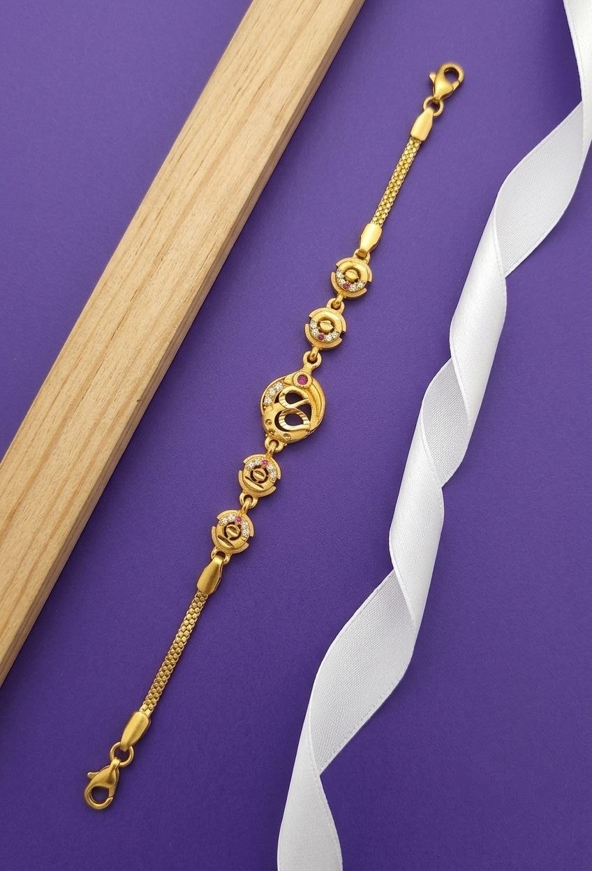 Gold Plated CZ Diamond Adjustable Chain Bracelet for Women | Dabi Peking Fashion Bracelet | B-68
