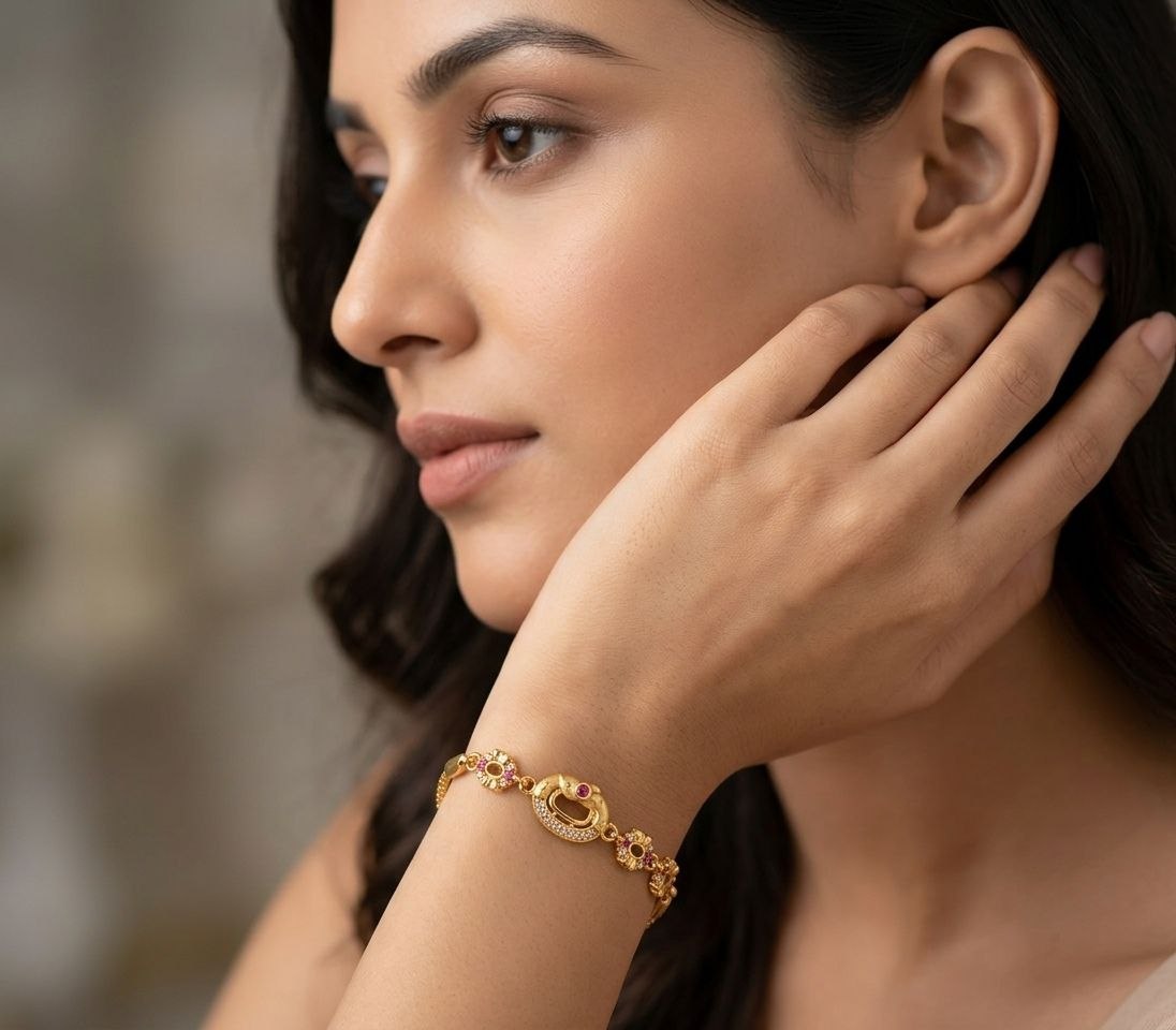 Gold Plated CZ Diamond Adjustable Chain Bracelet for Women | Dabi Peking Fashion Bracelet | B-70