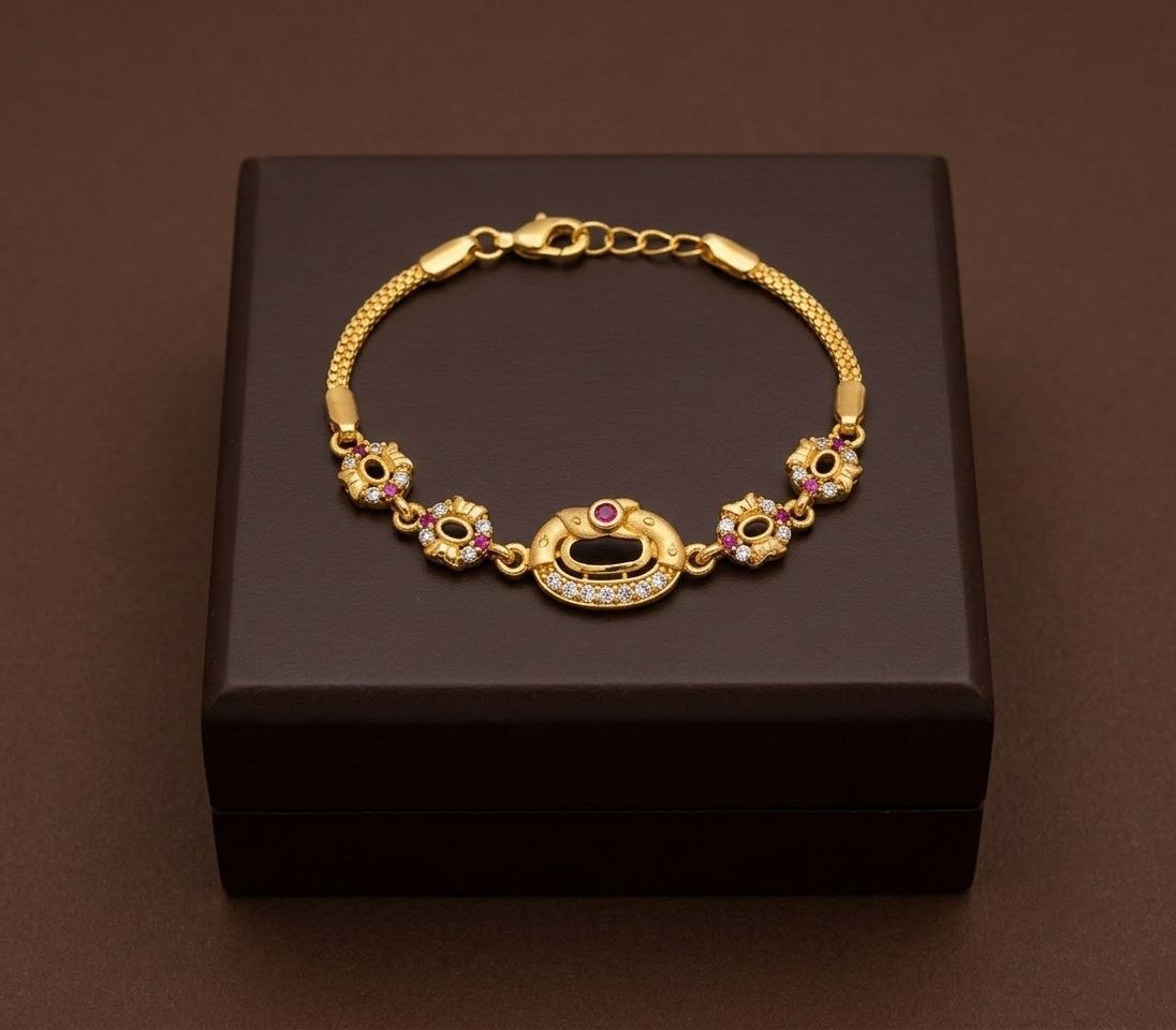 Gold Plated CZ Diamond Adjustable Chain Bracelet for Women | Dabi Peking Fashion Bracelet | B-70