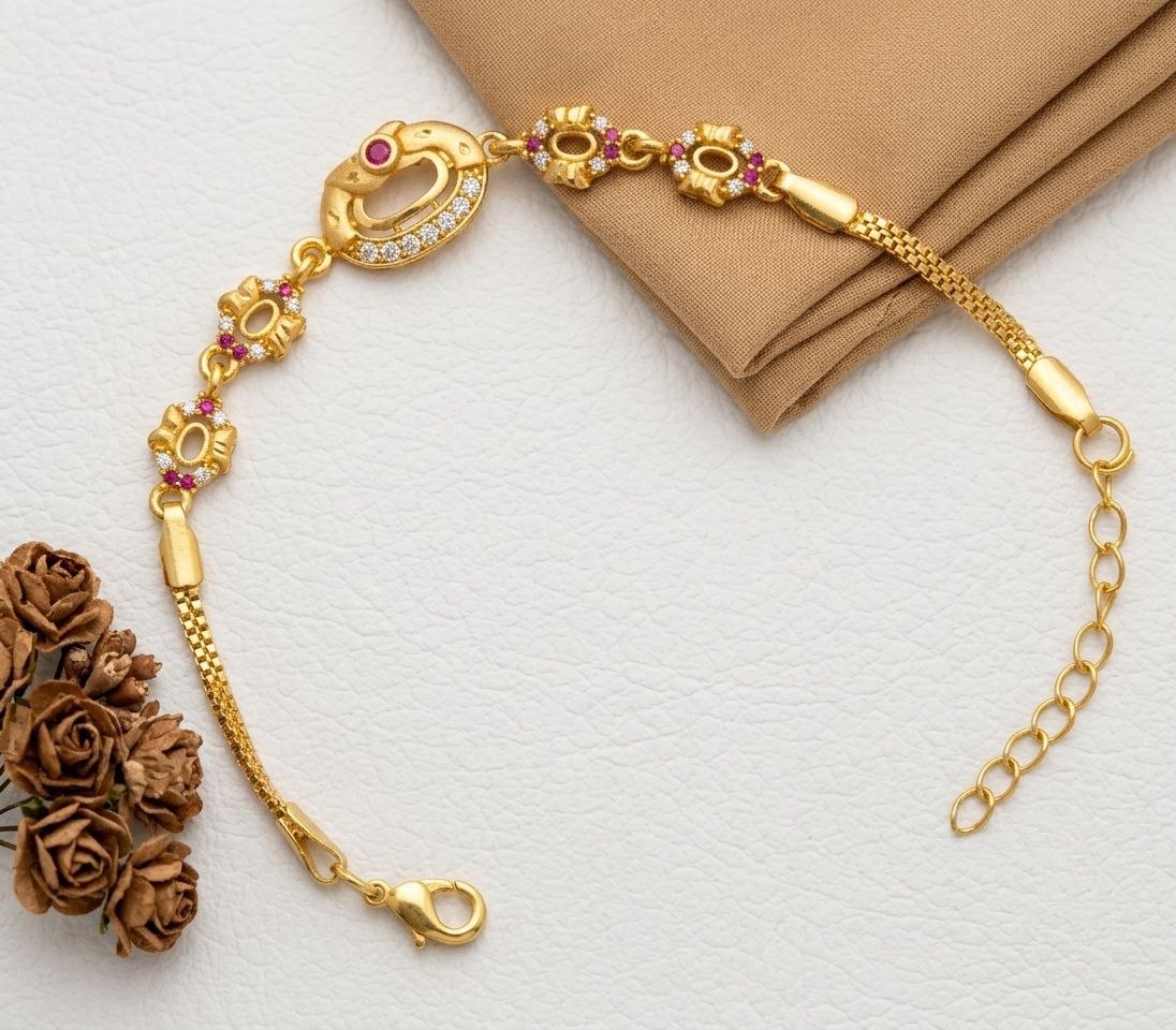 Gold Plated CZ Diamond Adjustable Chain Bracelet for Women | Dabi Peking Fashion Bracelet | B-70