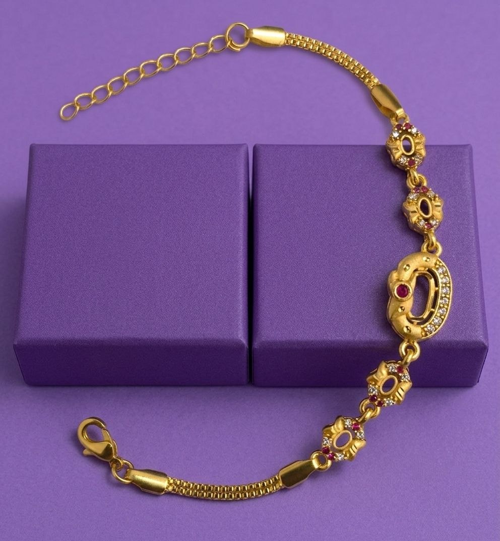 Gold Plated CZ Diamond Adjustable Chain Bracelet for Women | Dabi Peking Fashion Bracelet | B-70