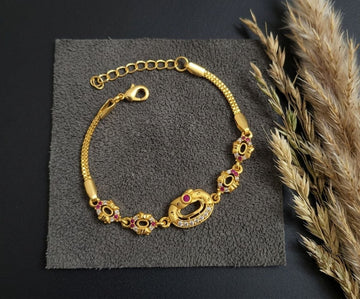 Gold Plated CZ Diamond Adjustable Chain Bracelet for Women | Dabi Peking Fashion Bracelet | B-70