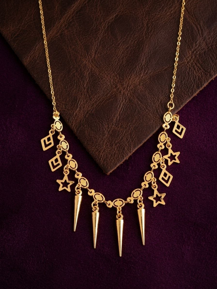 Gold PVD Coated Dokiya Tanmaniya Necklace for Women | Adjustable Minimal Chain Necklace | Daily Wear Jewellery | Imitation Jewellery | N-26