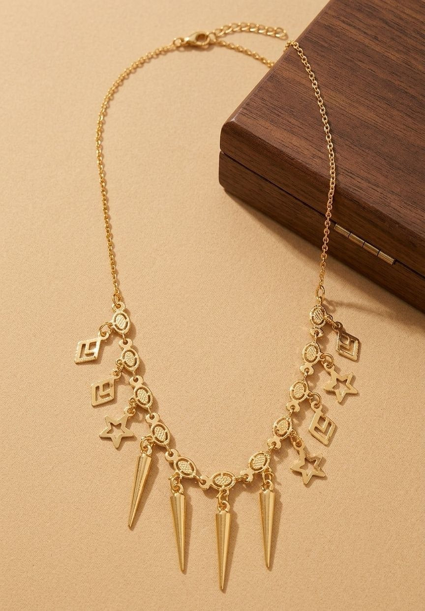 Gold PVD Coated Dokiya Tanmaniya Necklace for Women | Adjustable Minimal Chain Necklace | Daily Wear Jewellery | Imitation Jewellery | N-26