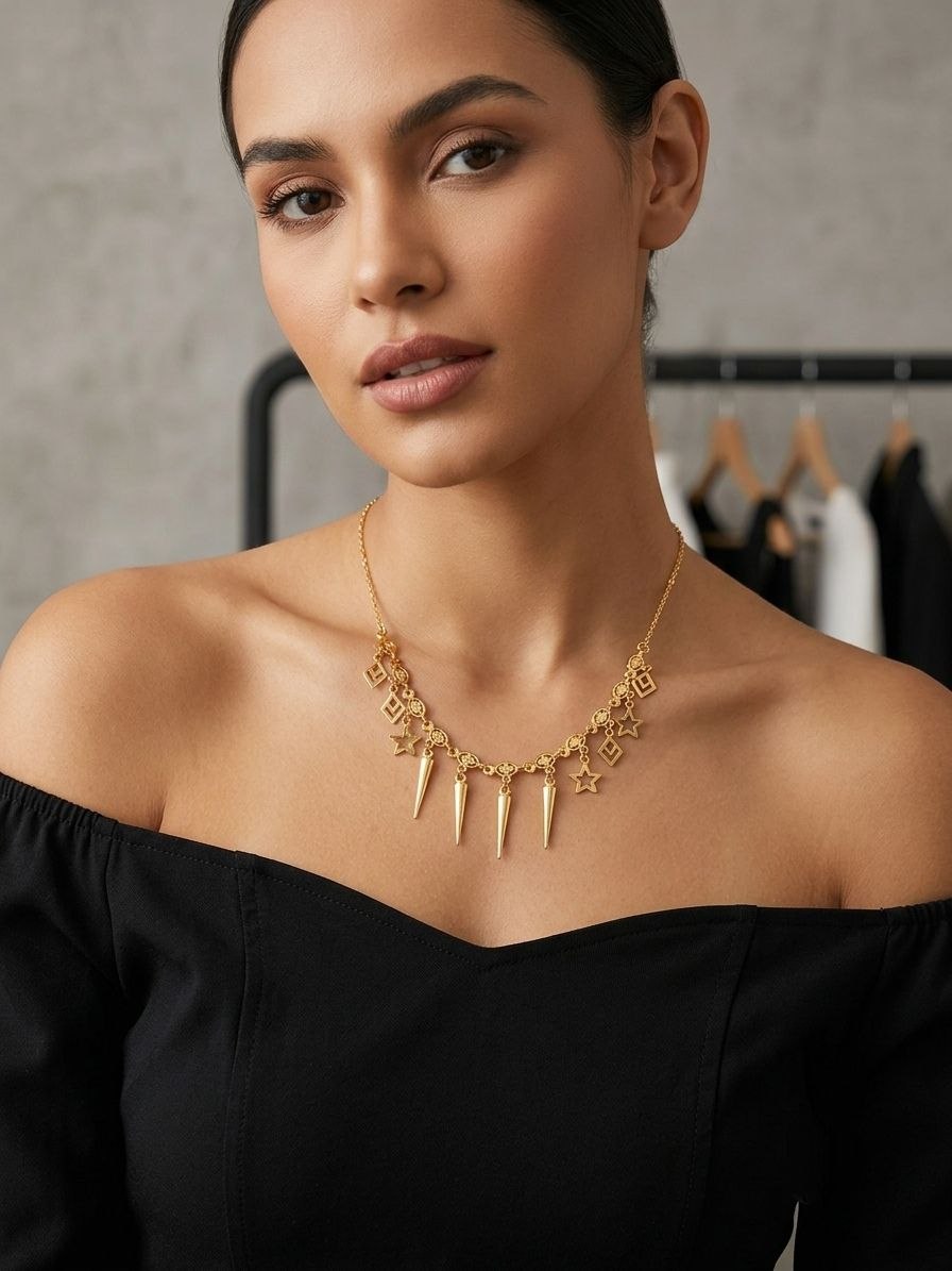 Gold PVD Coated Dokiya Tanmaniya Necklace for Women | Adjustable Minimal Chain Necklace | Daily Wear Jewellery | Imitation Jewellery | N-26