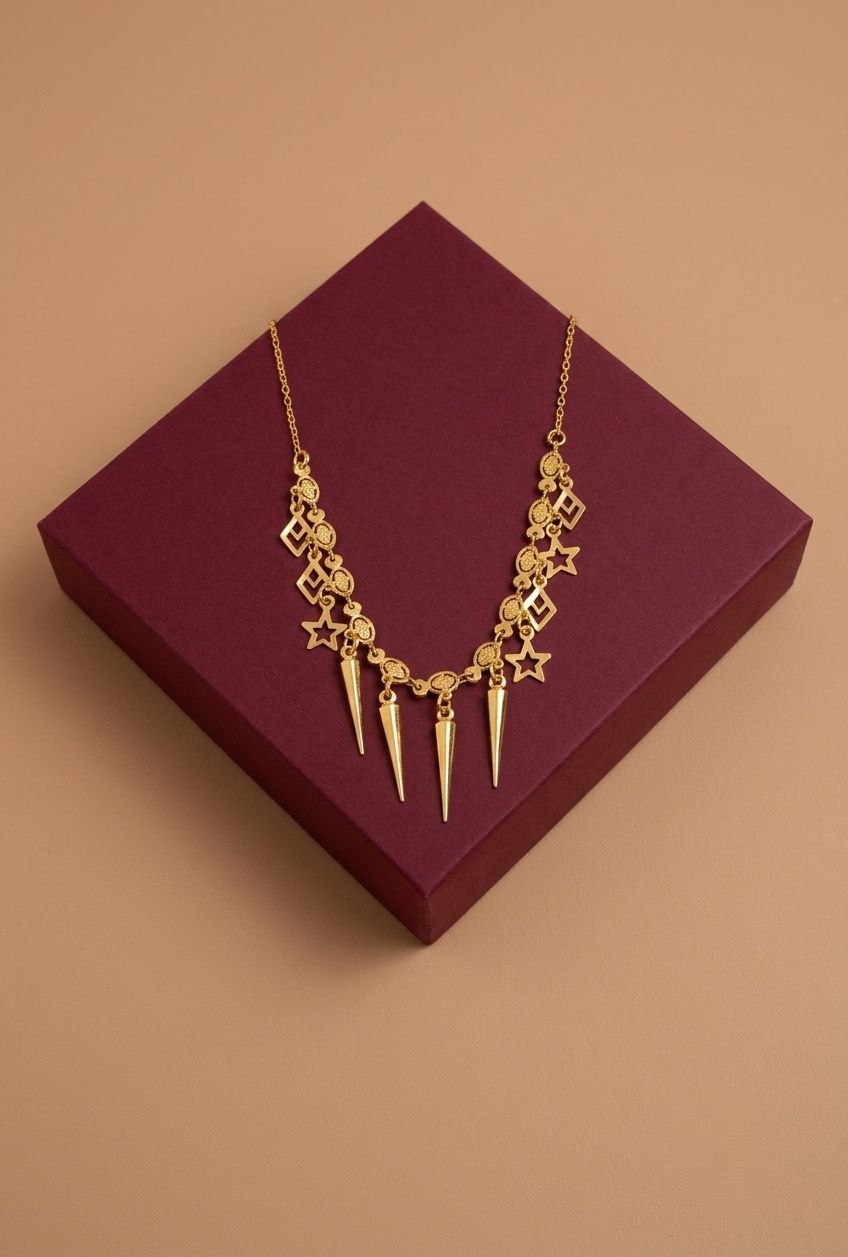 Gold PVD Coated Dokiya Tanmaniya Necklace for Women | Adjustable Minimal Chain Necklace | Daily Wear Jewellery | Imitation Jewellery | N-26