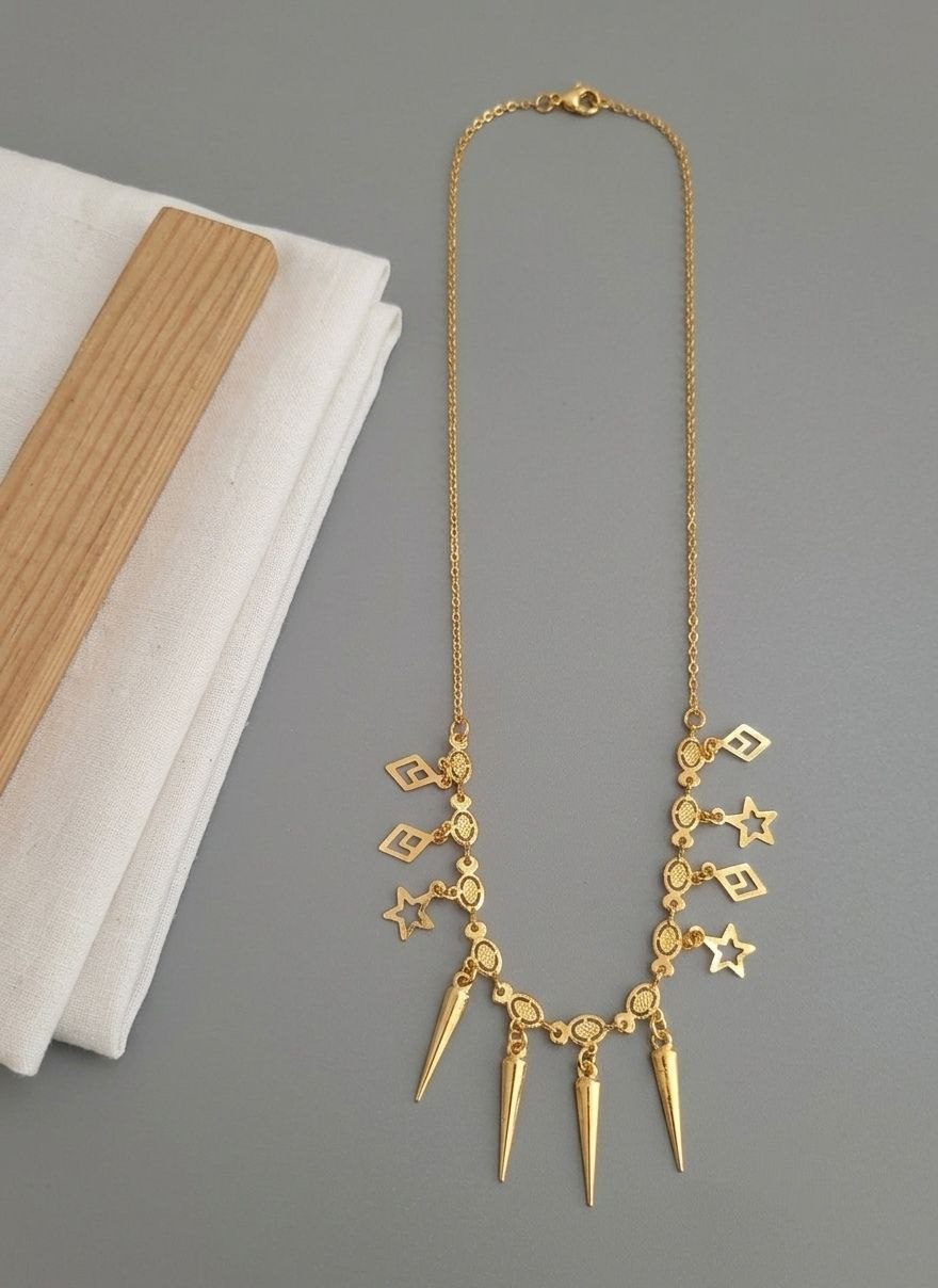 Gold PVD Coated Dokiya Tanmaniya Necklace for Women | Adjustable Minimal Chain Necklace | Daily Wear Jewellery | Imitation Jewellery | N-26