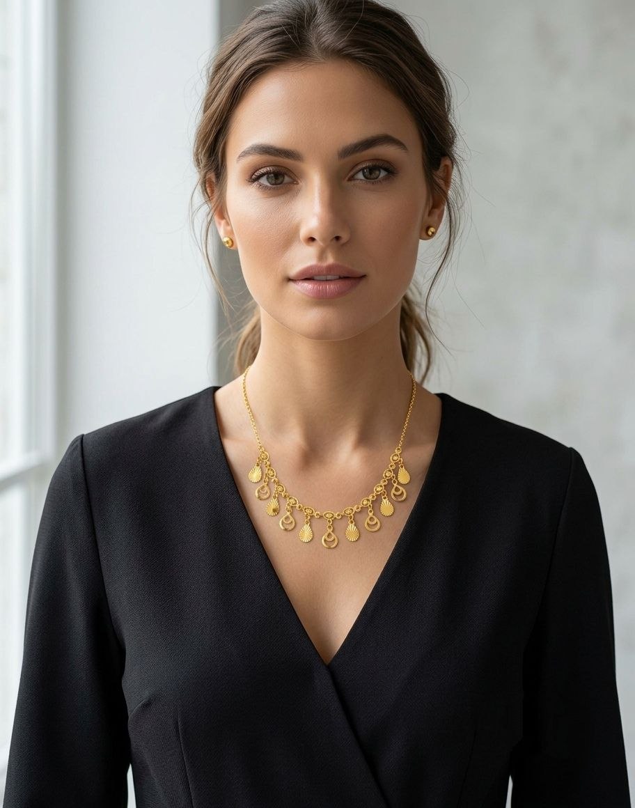 Gold PVD Coated Dokiya Tanmaniya Necklace for Women | Adjustable Minimal Chain Necklace | Daily Wear Jewellery | Imitation Jewellery | N-27
