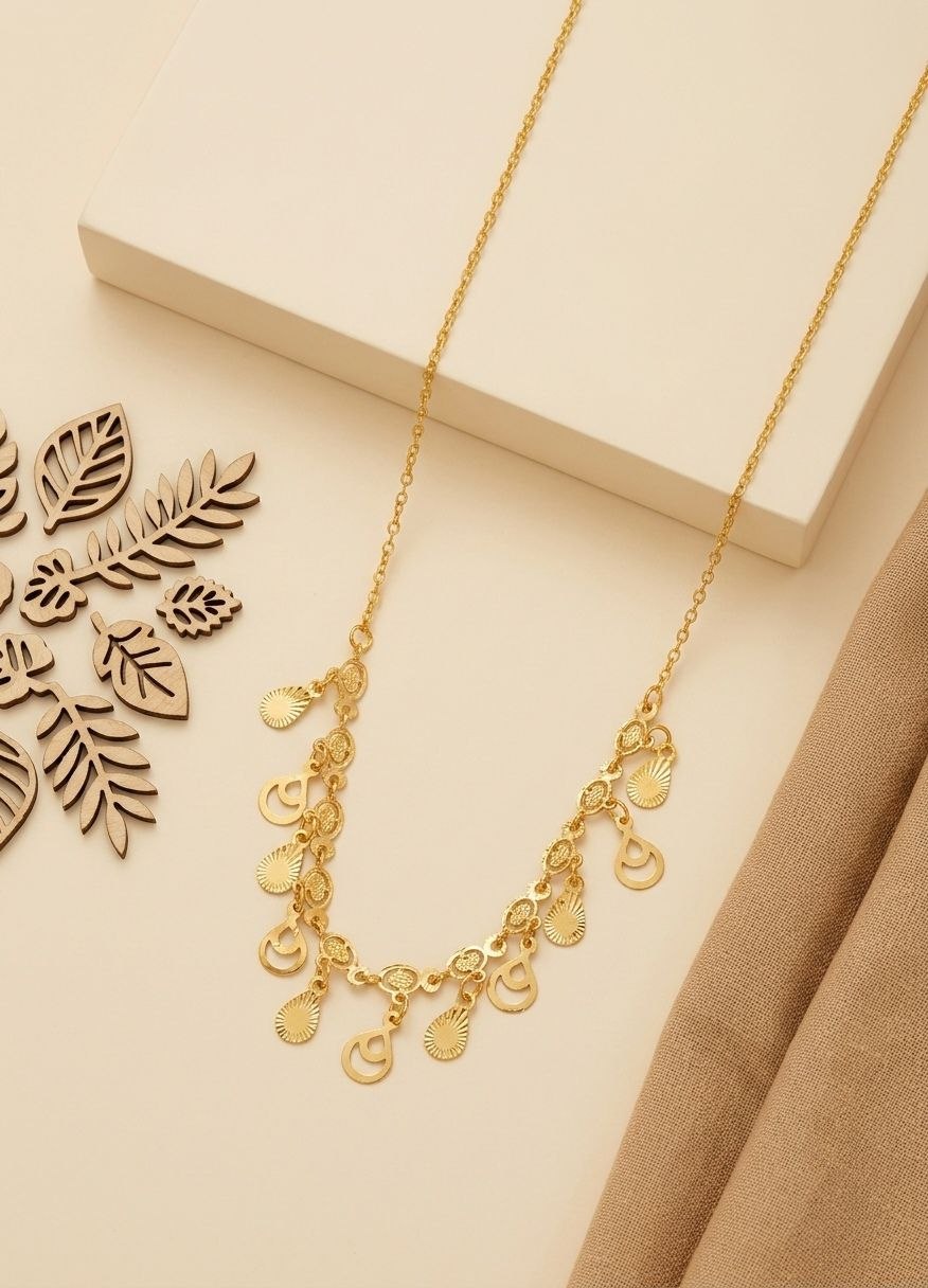 Gold PVD Coated Dokiya Tanmaniya Necklace for Women | Adjustable Minimal Chain Necklace | Daily Wear Jewellery | Imitation Jewellery | N-27