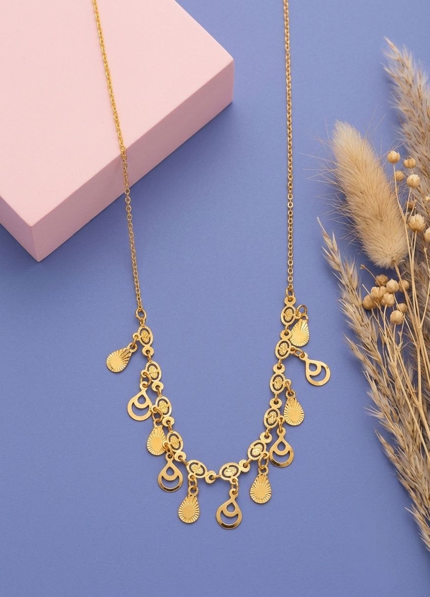 Gold PVD Coated Dokiya Tanmaniya Necklace for Women | Adjustable Minimal Chain Necklace | Daily Wear Jewellery | Imitation Jewellery | N-27