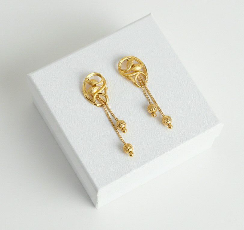 Micro Gold Plated 2-in-1 Latkan Earrings for Women | Brass Stud Earrings | Elegant Daily Wear Jewellery | EA-41