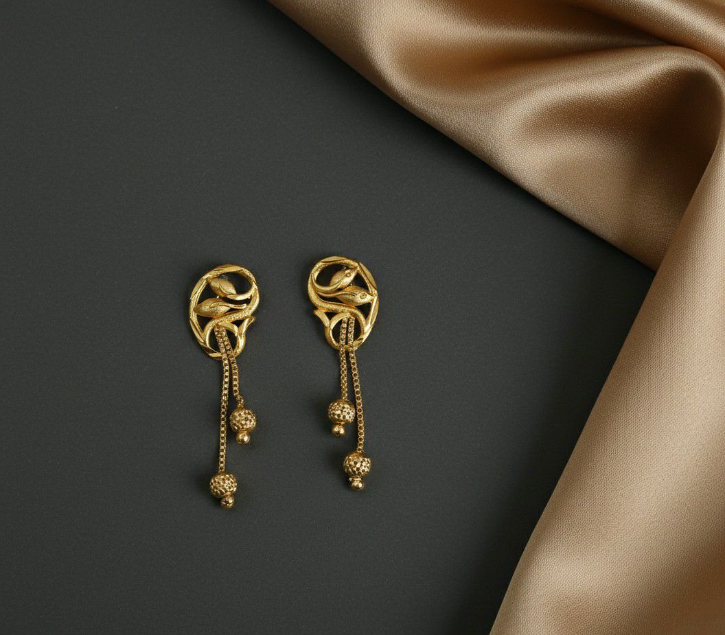Micro Gold Plated 2-in-1 Latkan Earrings for Women | Brass Stud Earrings | Elegant Daily Wear Jewellery | EA-41