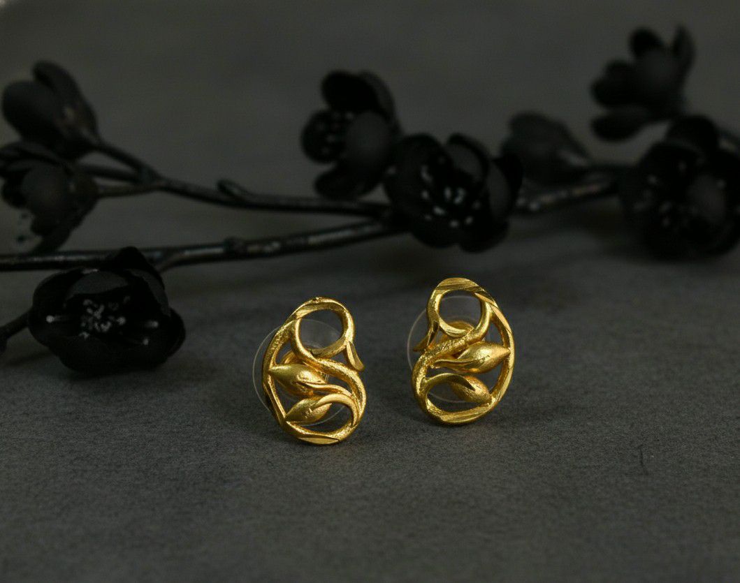 Micro Gold Plated 2-in-1 Latkan Earrings for Women | Brass Stud Earrings | Elegant Daily Wear Jewellery | EA-41
