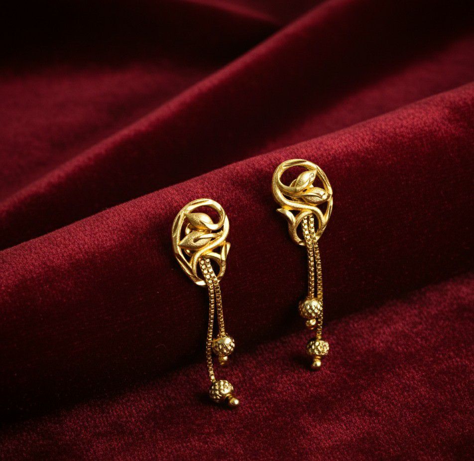 Micro Gold Plated 2-in-1 Latkan Earrings for Women | Brass Stud Earrings | Elegant Daily Wear Jewellery | EA-41